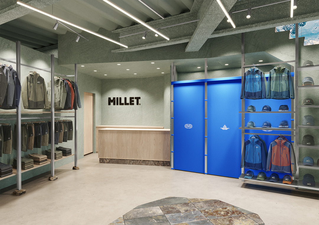 フランスアルプスの山小屋をコンセプトにした旗艦店「MILLET BRAND STORE TOKYO SHIBUYA」が3月7日グランドオープン