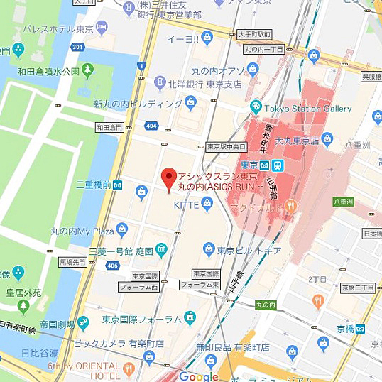 ASICS RUN TOKYO MARUNOUCHI　地図